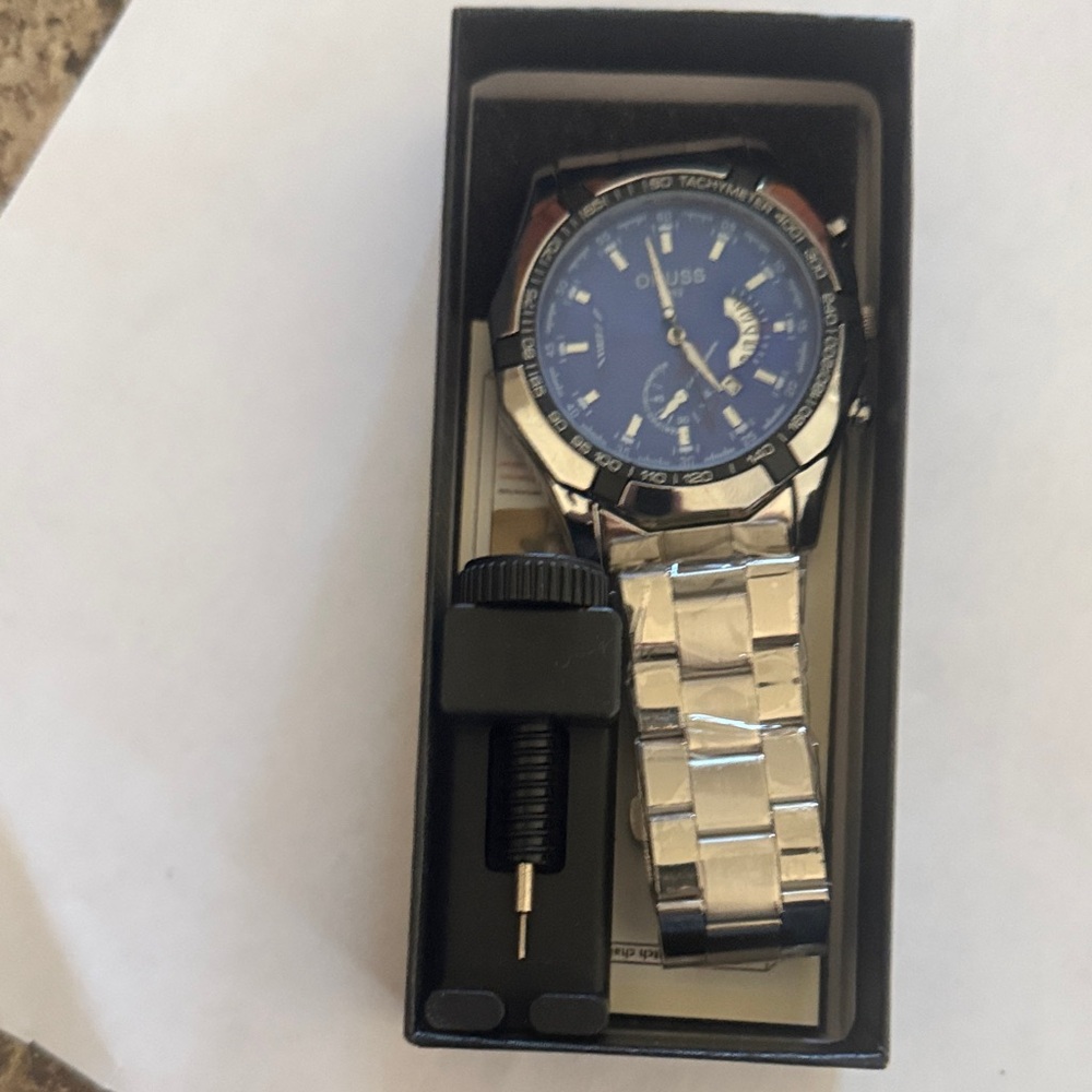 #25 ORUSS Blue and Silver Watch w/tachymeter - Picture 6 of 7